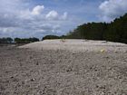 Shingle rampart on the NE Reef Flat near the edge of the Mangrove Swamp. These storm-deposited accumulations occur as elongate ridges generally 0.5 to 2 m in height and are commonly asymmetric in cross section, with short, steep inward-facing sides that slope more than 45 degrees and gentle seaward-facing sides that slope less than 10 degrees. 